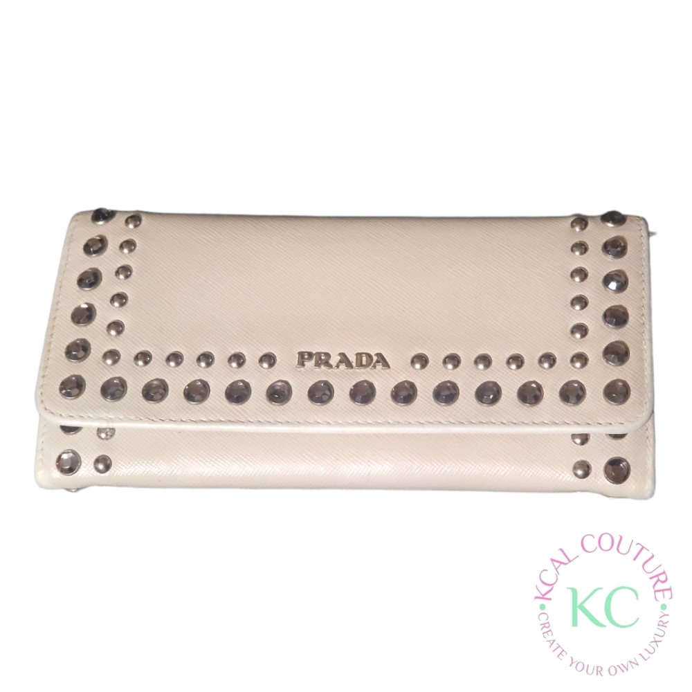 PRADA | Saffiano Borchi Talco Continental Wallet